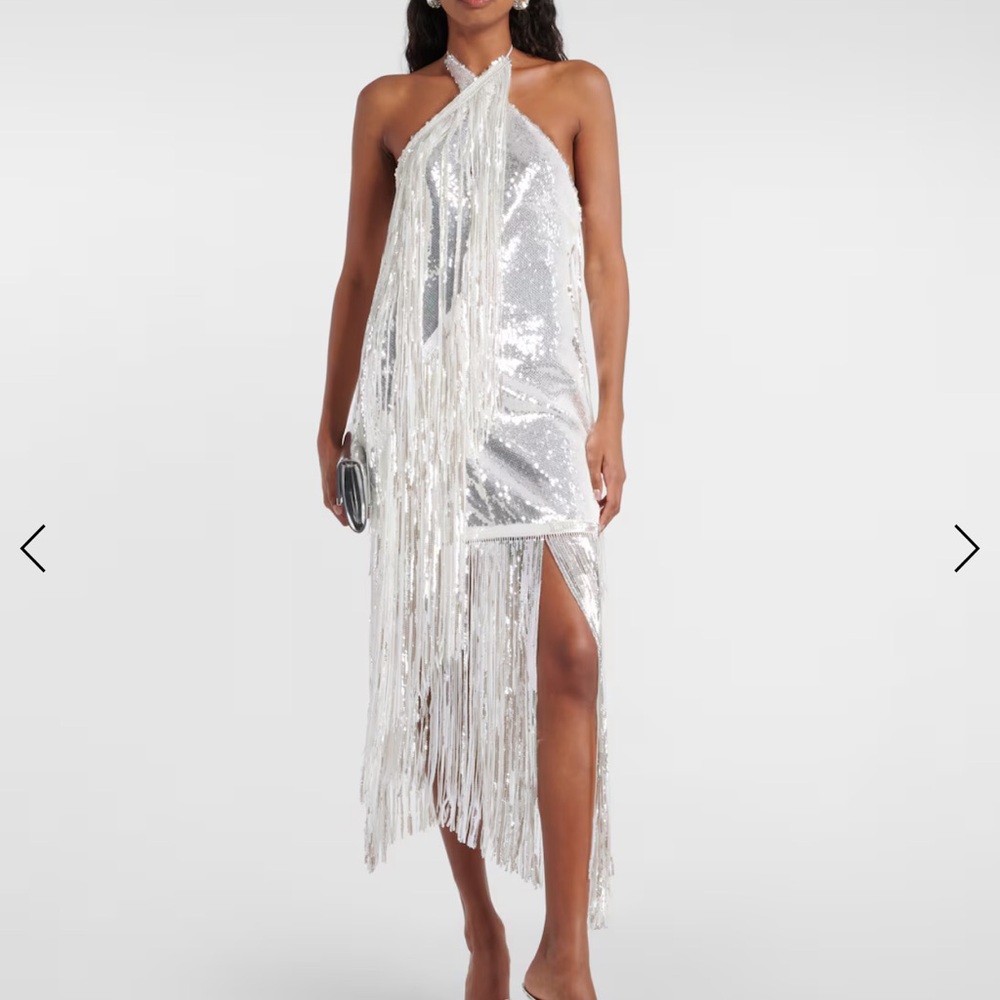 Silver Sequin Fringe Dress